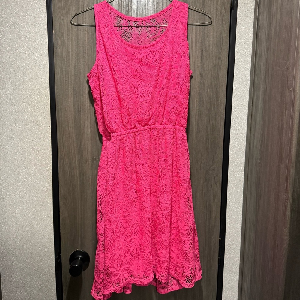 Vibrant Pink Lace Dress Juniors/Kids XL